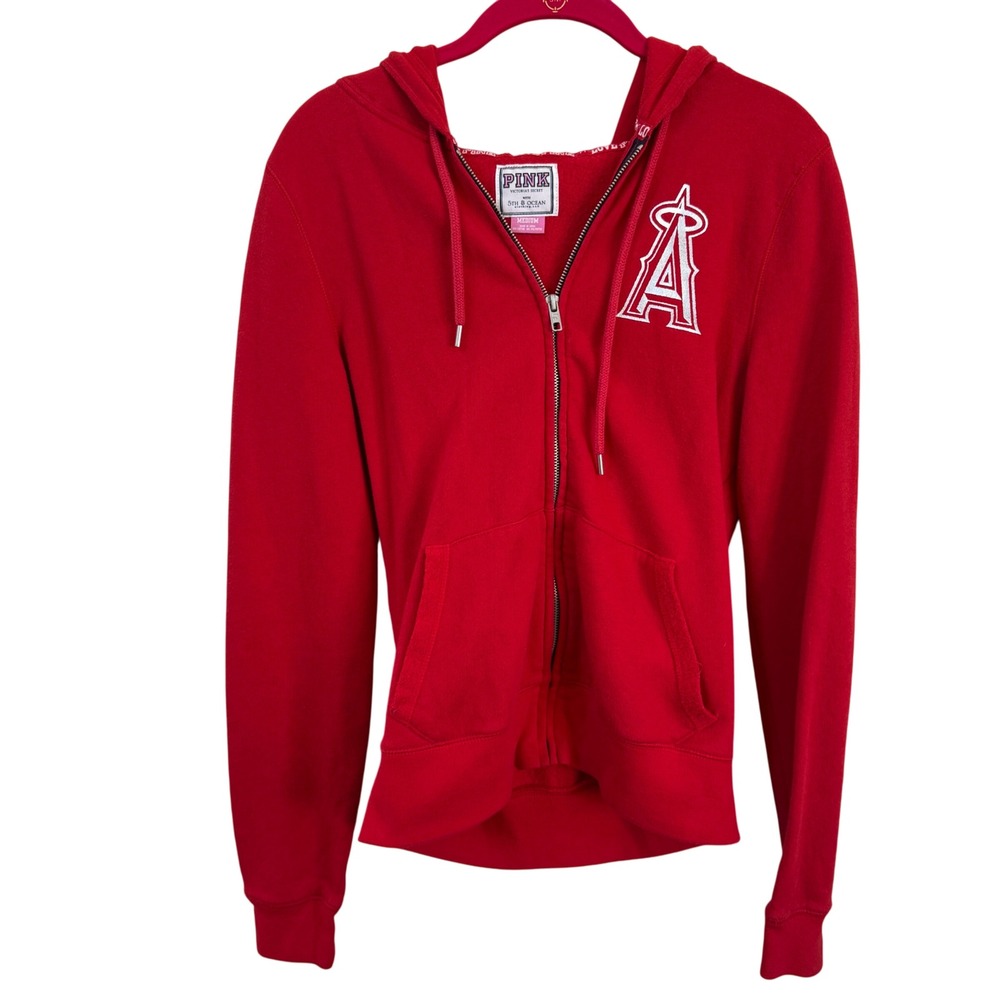 Victoria's Secret PINK Angels Zip Hoodie Red Take‎ Me Home Sequin Medium